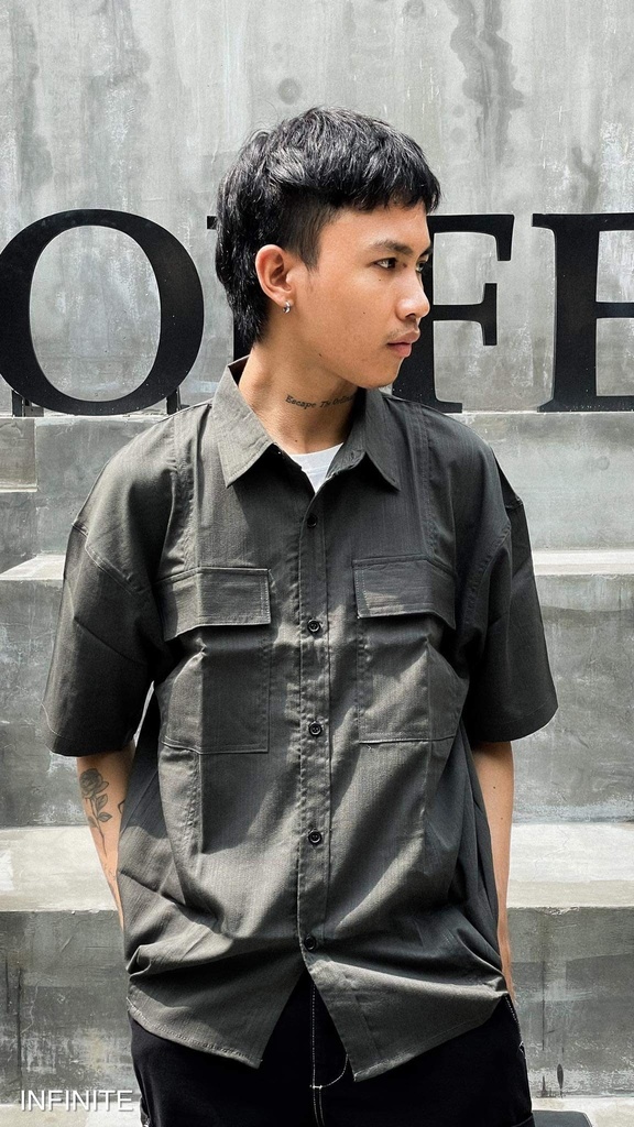 S004LGREEN MUJII SHORT SLEEVE