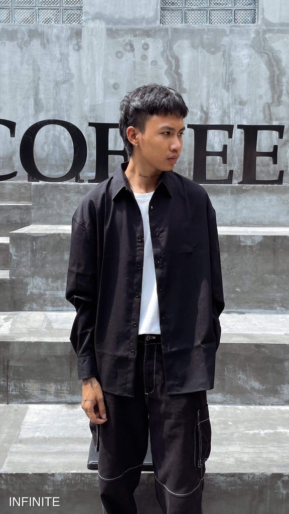 S006XLBLACK MUJII LONGSLEEVE SHIRT