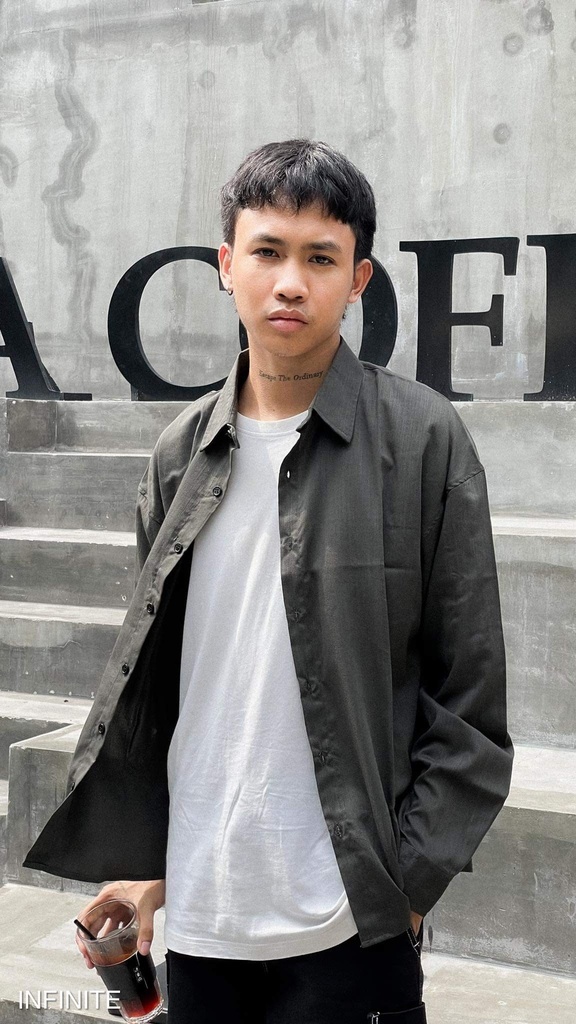 S006XLGREEN MUJII LONGSLEEVE SHIRT