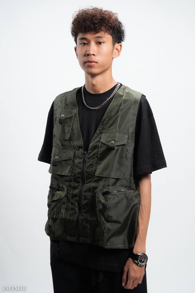 V001LGREEN NYLON VEST